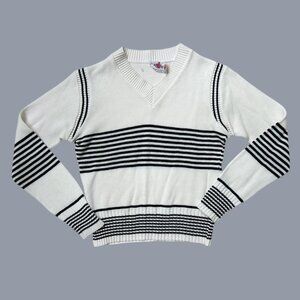 70s vintage stripe v-neck sweater, preppy sporty tennis acrylic varsity